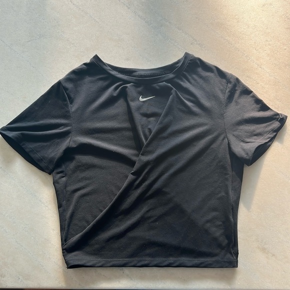 Nike Womens Dri-FIT One Luxe Twist Cropped Short-Sleeve Top Black Medium - Picture 3 of 6